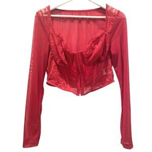 Womens Corset Top Large Festival Party Date Night Coquette Lace Bustier Sheer